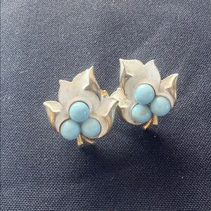 Chic Silver and Blue Petal Earrings